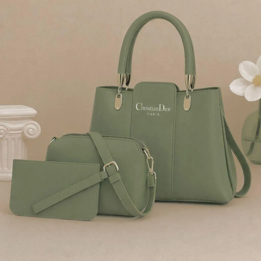 Girl's Leather Plain Hand Bag Set